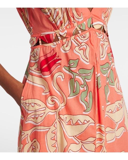 Poupette Orange Noreen Printed Cotton Maxi Dress