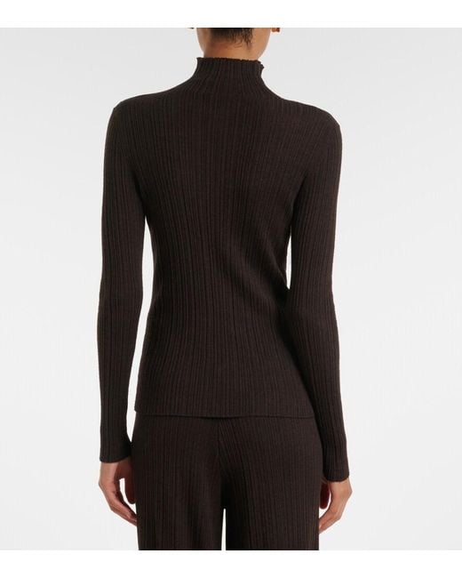 Agnona Black Turtleneck Cashmere, Wool, And Silk Sweater