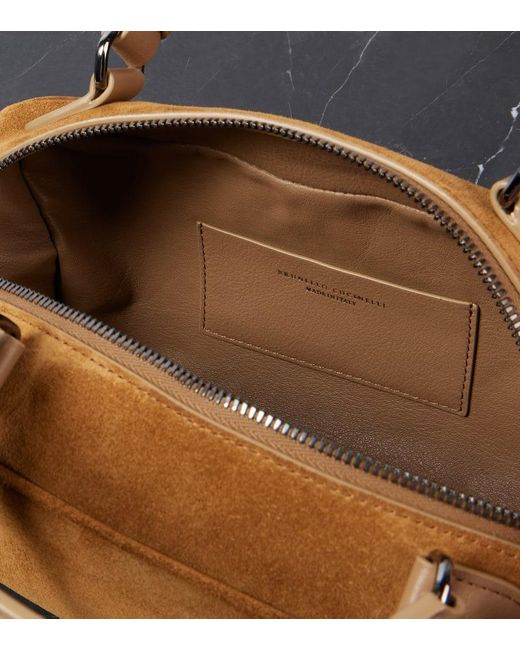 Brunello Cucinelli Brown Tote Small Aus Veloursleder