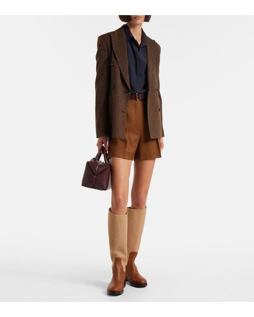 Max Mara Brown Ozieri High-Rise Virgin Wool Shorts