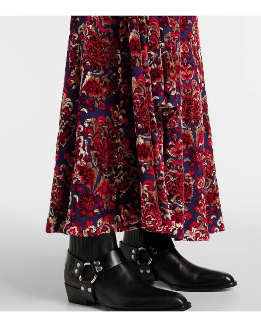 Rabanne Red Draped Jacquard Maxi Dress