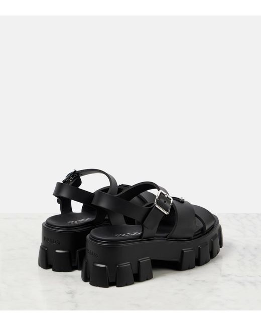 Prada Black Plateausandalen Monolith