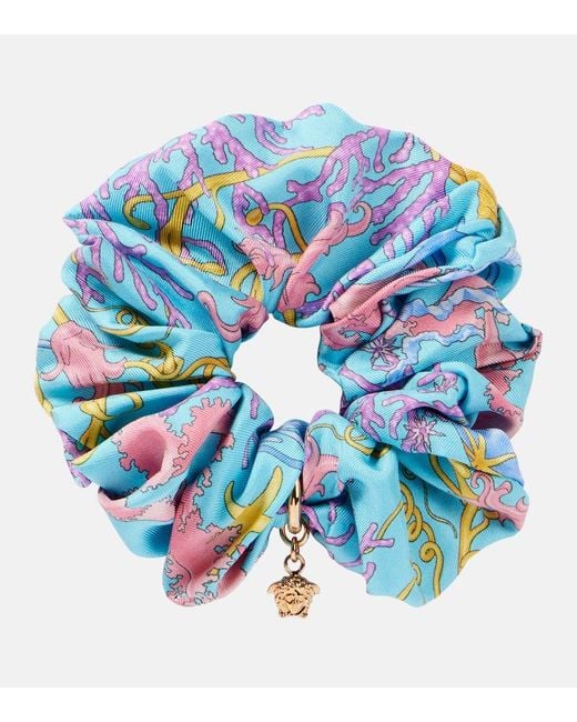 Versace Blue Scrunchie Underwater Barocco Aus Seide