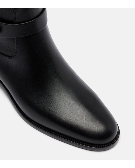 Christian Louboutin Black Dianouchette Botta Leather Flat Boots