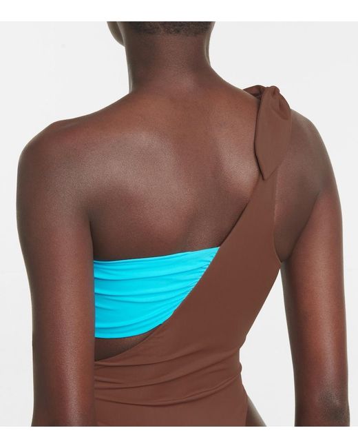 Nensi Dojaka Brown One-shoulder Swimsuit