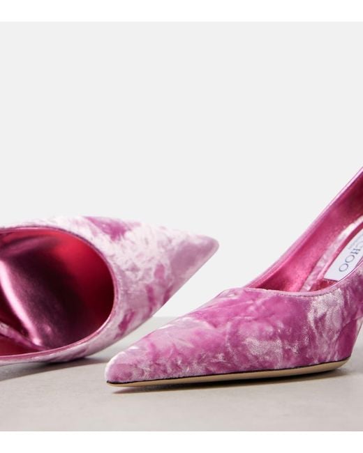 Jimmy Choo Pink Love 85 Velvet Pumps