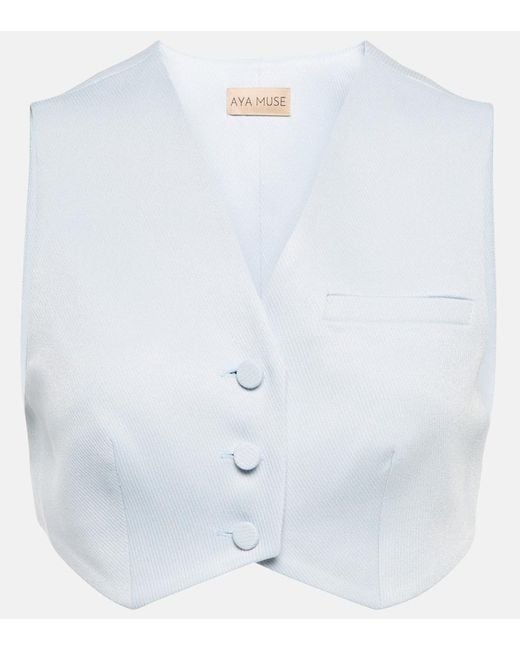 Chaleco Cropped Auri AYA MUSE de color White