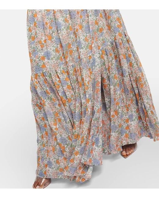 Veronica Beard White Florencia Floral Silk Maxi Dress