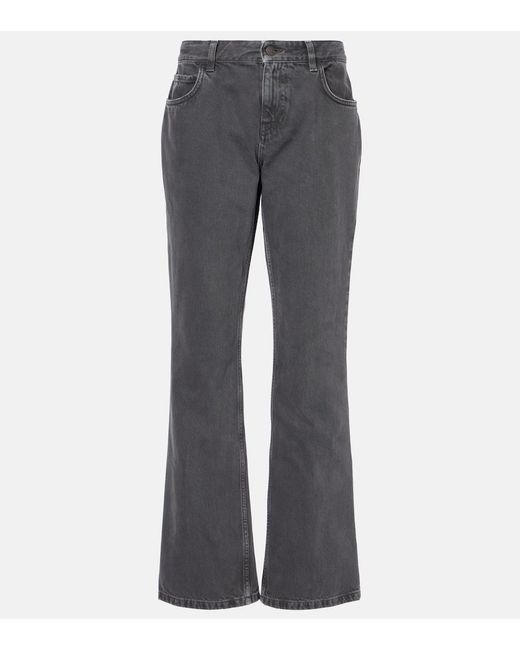 The Row Gray Lyndsey Low-Rise Straight Jeans