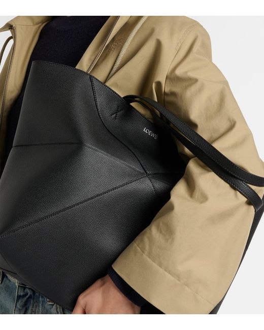 Loewe Black Puzzle Fold Large Leather Tote Bag
