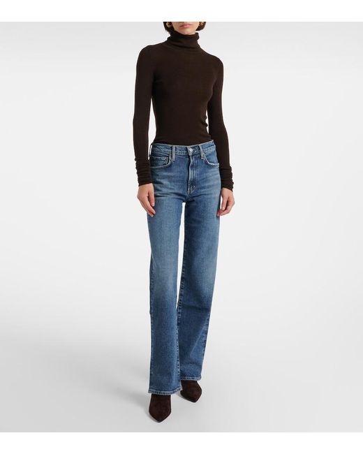 Agolde Blue Harper Mid-Rise Straight Jeans
