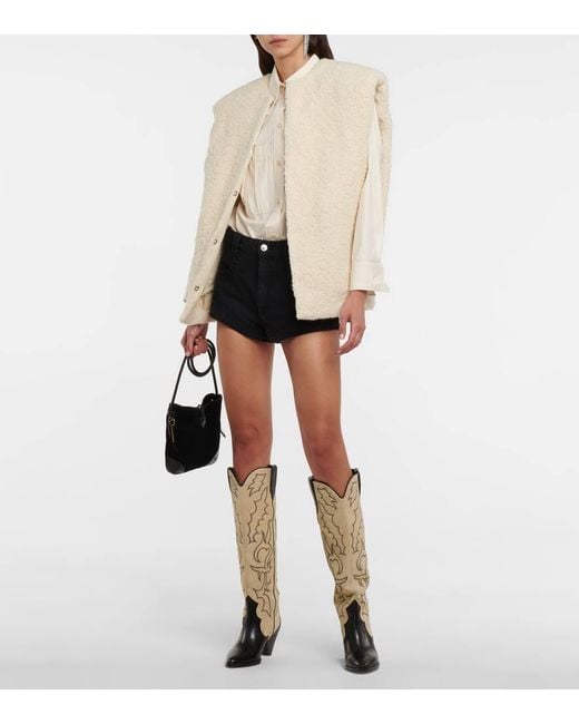 Isabel Marant Natural Leila Leather And Suede Cowboy Boots
