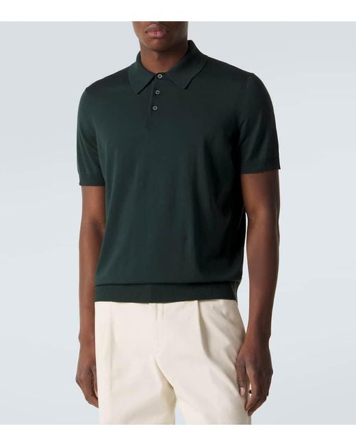 Dunhill Green Cotton And Silk Polo Shirt for men