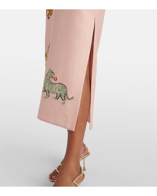 ALÉMAIS Pink Hazel Printed Linen-Blend Maxi Dress