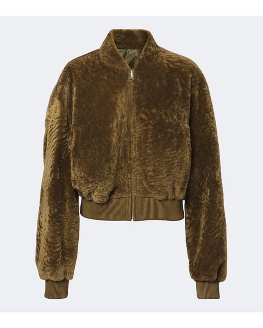 Arma Green Azra Shearling Bomber Jacket