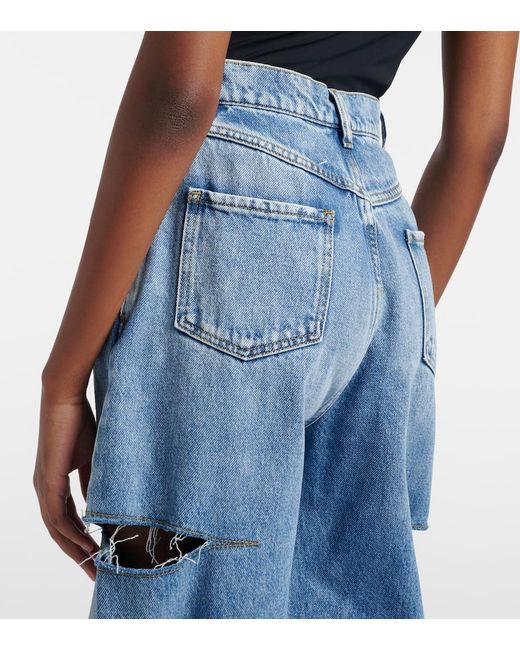 Maison Margiela Blue Cutout High-Rise Wide-Leg Jeans