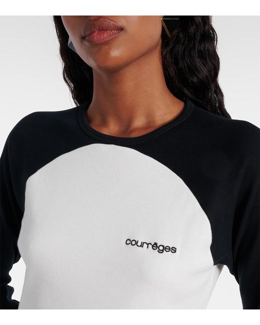Courreges Black Circle Contrast Cotton Jersey T-Shirt