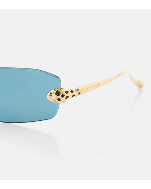 Cartier Blue Panthere De Cartier Rectangular Sunglasses