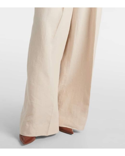 Blazé Milano Natural Weite High-Rise-Hose Husi Aus Leinen