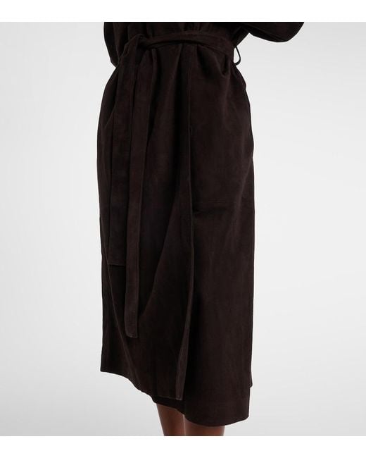 The Row Black Solana Suede Wrap Coat