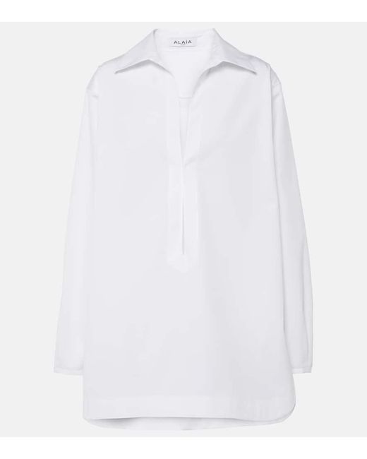 Vestido corto de popelin de algodon Alaïa de color White