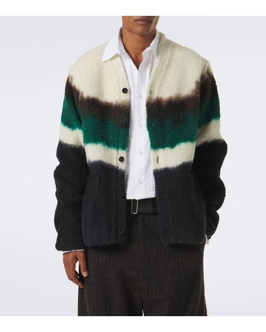 Sacai Green Wool-Blend Polo Sweater for men