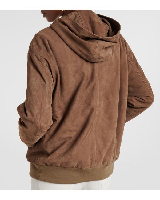 Max Mara Brown Suede Zip-Up Hoodie