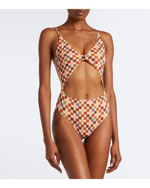 Eres Pink Nightlife Cutout Polka-Dot Swimsuit