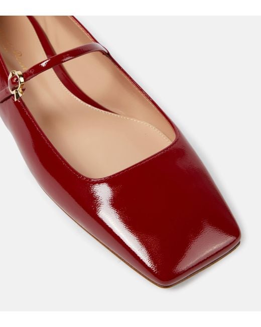 Gianvito Rossi Red Christina Patent Leather Mary Jane Flats