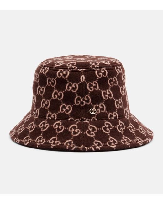 Gucci Brown Gg Wool Bucket Hat