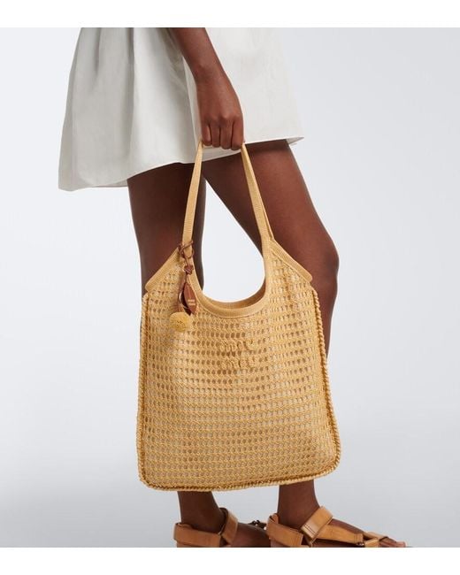 Miu Miu Natural Ivy Crochet Raffia Tote Bag
