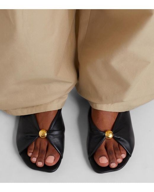 Loewe Black Paula's Ibiza Pebble Leather Slides