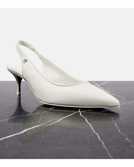 Christian Louboutin White Sporty Kate Sling 55 Leather Slingback Pumps