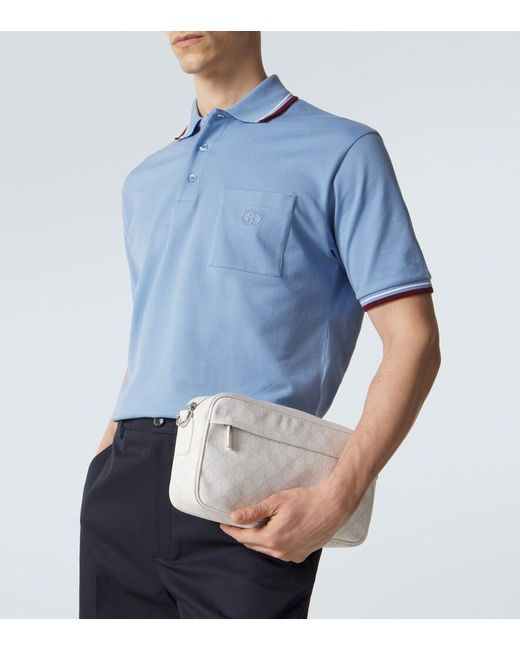Gucci White Gg Canvas Medium Crossbody Bag for men