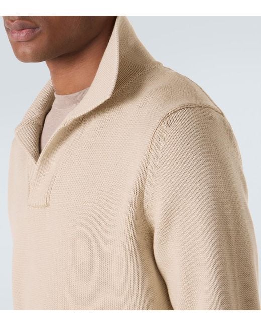 Thom Sweeney Polopullover Aus Wolle in Natural für Herren