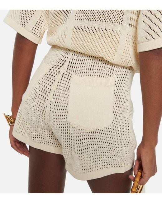 Nanushka Natural Jael Crochet Cotton-Blend Shorts