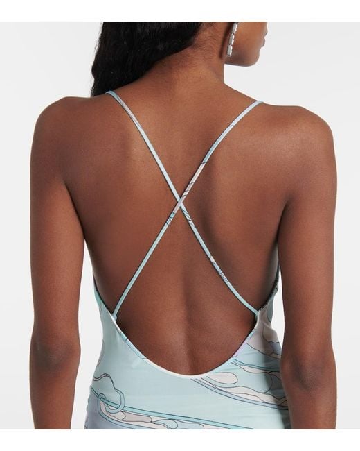 Emilio Pucci Blue Orchidee Jersey Slip Dress