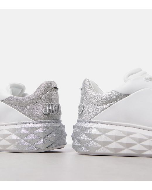 Jimmy Choo White Diamond Maxi/F Ii Glitter Leather Sneakers