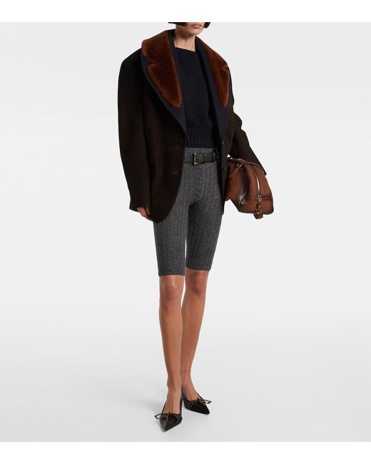 Prada Gray Knitted Wool And Cashmere Shorts