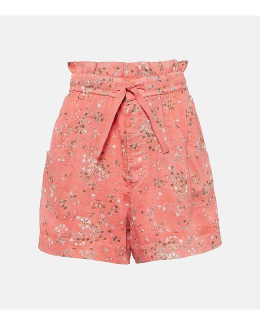 Isabel Marant Pink Ceyane Floral Cotton And Silk Shorts