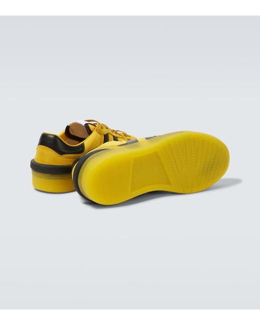 Lanvin Yellow Clay Leather-Trimmed Sneakers for men