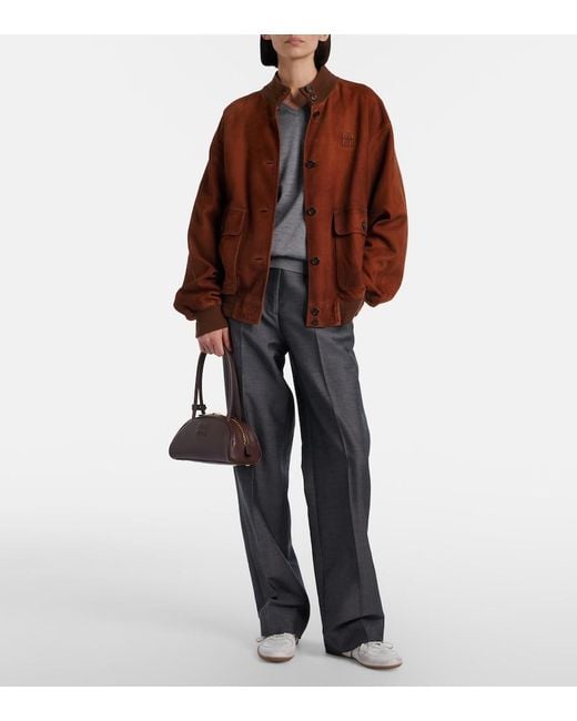 Miu Miu Brown Beau Small Leather Bowling Bag