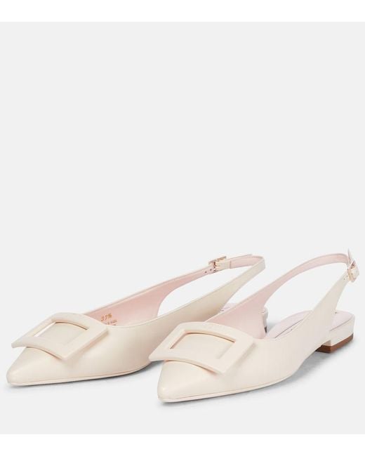 Roger Vivier Pink Gommettine Leather Slingback Flats