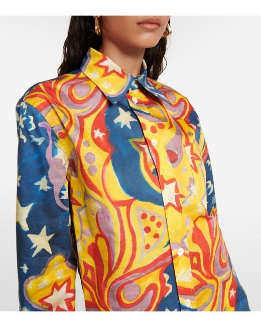 Marni Blue X No Vacancy Inn Printed Cotton Shirt