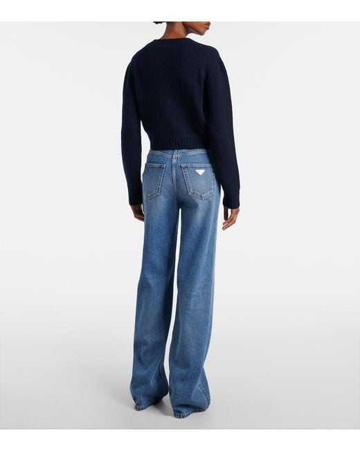 Prada Blue Wool And Cashmere Sweater