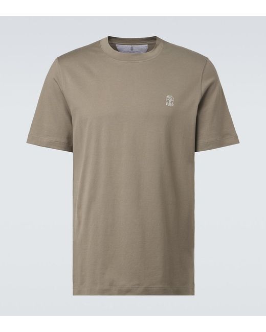 Brunello Cucinelli Gray Cotton Jersey T-Shirt for men