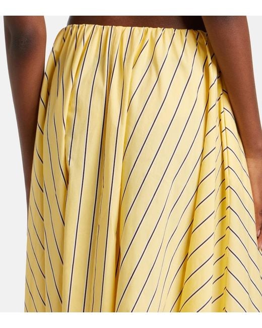 Staud Yellow Milano Striped Cotton Maxi Skirt