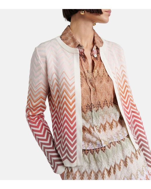 Missoni Pink Zigzag Cotton-Blend Cardigan
