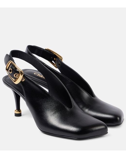 Chloé Black Andrea Leather Slingback Pumps