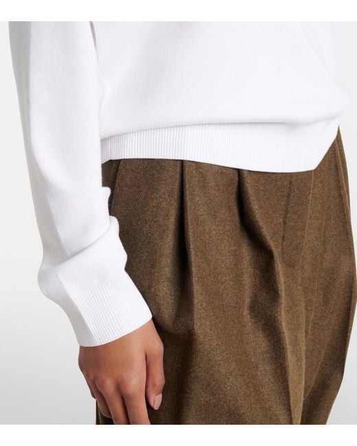 Loro Piana White Siena Silk And Cotton Polo Sweater